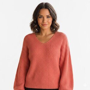 ANN TAYLOR ORANGE BAGGY STOCKINETTE STITCH SWEATER CARDIGAN SIZE: L NWT